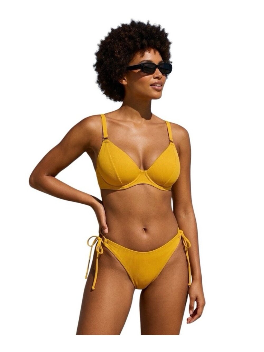 NWT Miss Mandalay Off Shore Plunge Bikini Top 24KT Gold Yellow 38FF Bravissimo